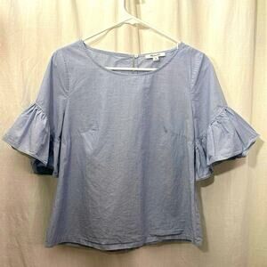 Madewell Womens Blue Cotton Ruffle Sleeve Top Size XS